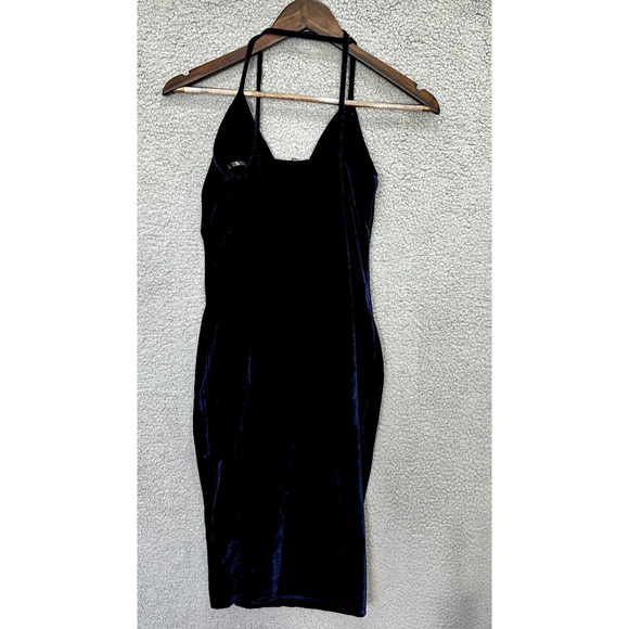 Blashe Slip Dress Womens Small Blue Velvet Halter Cowl Neck HOCO Prom Event Glam - Picture 6 of 6